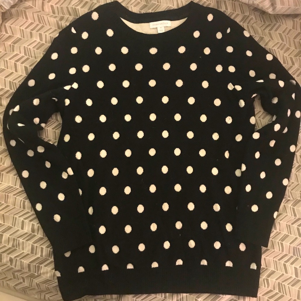 Charter Club B&W polka dot sweater
